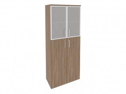 Офисная мебель для персонала ONIX O.ST-1.7R Шкаф высокий широкий (2 средних фасада ЛДСП + 2 низких фасада стекло в раме)