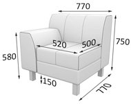 Модульный диван Флагман Секция одноместная с прав. подлокотником FL1R-1 (Экокожа Oregon)