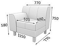Модульный диван Флагман Секция одноместная с прав. подлокотником FL1R-1 (Экокожа Ecotex)